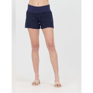 Fresh Laundry Women's Linen Foldover Shorts in Navy Blue Size Medium